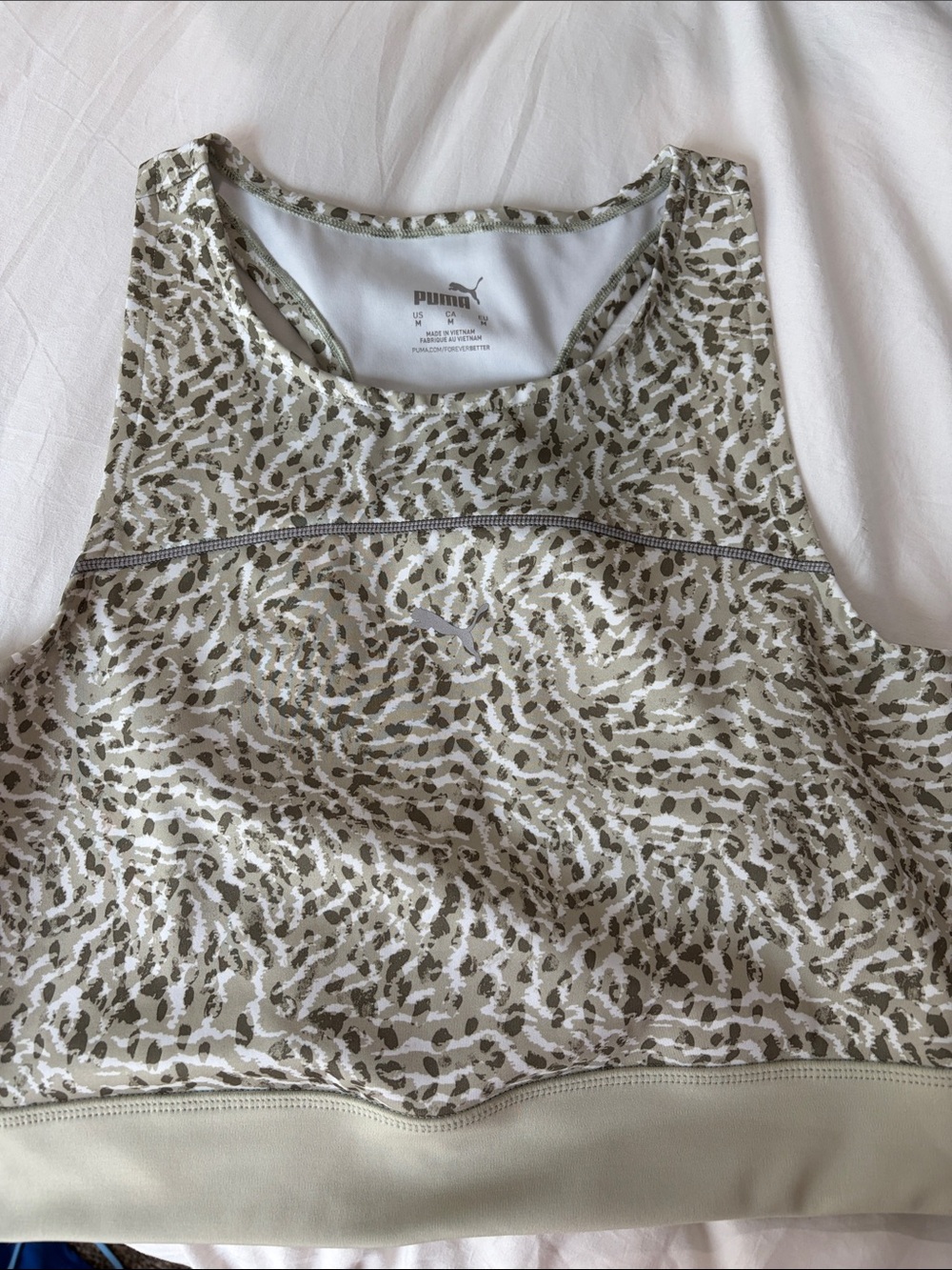 Puma Olive Camo High-Neck Sports Bra/Tank